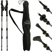 2 Telescopic Anti-Shock Carbon 3 Section Trekking Poles Hiking Nordic Walking