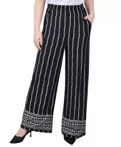 NY Collection Women's Petite Wide Leg Pull On Pants - Picture 1 of 18