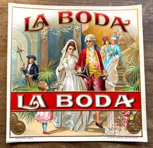 La Boda, original outer cigar box label Embossed wedding (1924) Excellent Con. - Picture 1 of 2