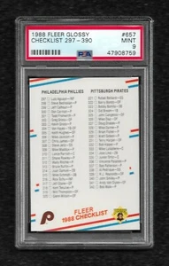 Fleer Glossy #657 1988 lista de verificación 297-390 PSA 9 como nuevo Pop 1 - Imagen 1 de 1