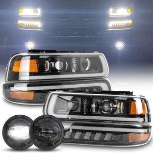 LED DRL Headlights Bumper Fog Lights For 2002-06 Chevy Tahoe Suburban 1500 Z71 - Bild 1 von 14