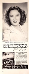 PRINT AD Calox Tooth Powder 1939 5x13 Toothpaste Barbara Stanwyck Golden Boy - Picture 1 of 1