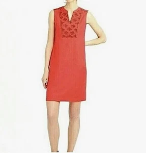 J. CREW Red NWT Linen Blend Sleeveless Sunburst Embroidered Mini Dress. Size S - Picture 1 of 11