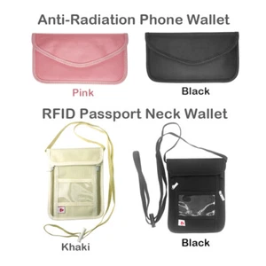 Anti-Tracking RFID Blocker Anti-Radiation Case Bag / RFID Passport Neck Stash - Picture 1 of 28