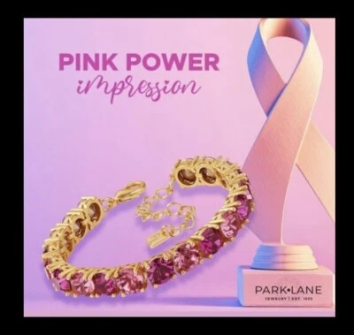 Park Lane PINK POWER Ltd Ed Impression Tennis CZ Goldtone Bracelet - Image 1 of 3