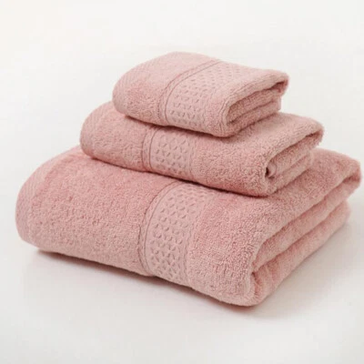 3Pcs Towel Set 100% Egyptian Cotton Soft High Absorbent Face Hand Bath Towels US - Image 1 of 4