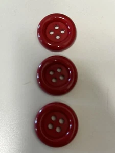 Buttons. 1 Inch Bright Red. 4 Holes. - Picture 1 of 2