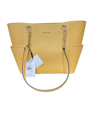 Calvin Klein Saffiano Leather Tote Yellow  - Image 1 of 4