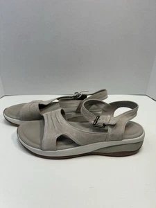 Clark’s Women’s Sz9 Gray Suede Sandals Adjustable Ankle Strap Comfort - Picture 1 of 6