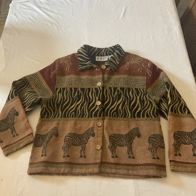 Keren Hart Jacket Blazer Coat ~ Women’s Large ~ Animal Print ~ Zebra - Image 1 of 4