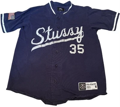 Camiseta de béisbol Stussy Script talla pequeña rara (se ajusta como M) Foto 1 de 4