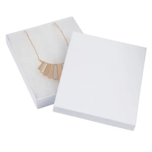 7 x 5 ½ x 1 inch White Embossed Cotton Filled Jewelry Boxes - 100 Pack - Picture 1 of 2