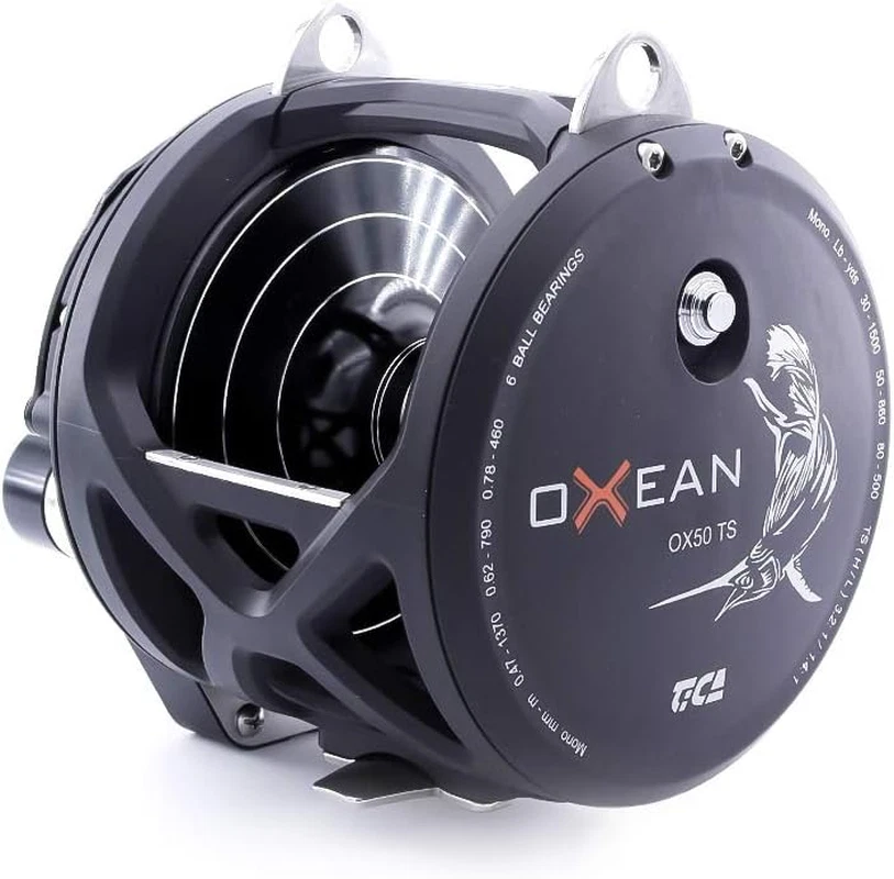 Oxean Ox50Ts Mulinello Da Pesca, Nero Matto, Gear Ratio Double Speed 3.2/1.4 - Immagine 1 di 4