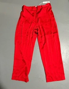 Pantalones de cigarrillo Rebecca Taylor rojos satinados talla 14 nuevos con etiquetas - Imagen 1 de 11