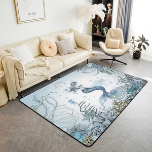 Tappeto Area Sirena 3x5 Vita Oceano Mare Animale Tappeto Decorativo per Bambini Ragazzi Gi... - Foto 1 di 7