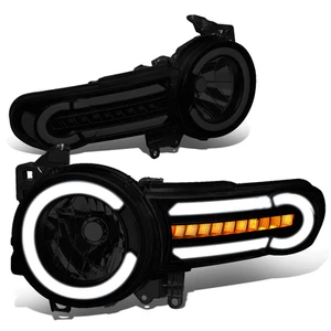 Fit 07-14 FJ Cruiser LED DRL+Sequential Turn Signal Headlight Lamps Tinted/Clear - Picture 1 of 11