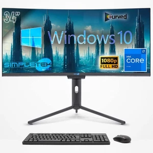 Aio All IN One i7 34 " Curved FHD Windows 10 4GB 240GB Gaming Computer Editing - Picture 1 of 10