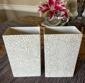 Paar 2 Onnaing Frie 194 Frankreich MCM Retro rechteckige Vase Art Deco Jugendstil - Bild 1 von 9