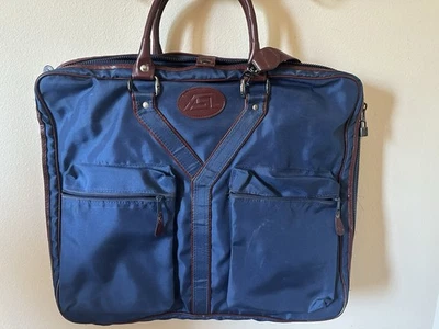 YSL Yves Saint Laurent Vintage Garment Travel Bag Large 1980’s Blue & Brown - Image 1 of 4