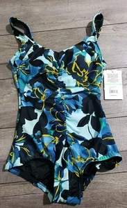 Maxine Of Hollywood Women's Spa Shirred Girl Leg One Piece Swimsuit Sz 8 - Picture 1 of 10