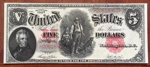 1907 $5 *Woodchopper* Very High Grade Gem CU Fr 88 Tehee-Burke GORGEOUS!!! - Picture 1 of 3