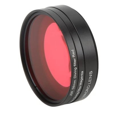 JUNESTAR 16x HD Macro Lens Red Purple Diving Filter 58mm Adapter Ring Lens C BEA - Image 1 of 4