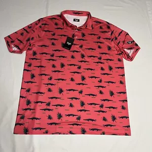 Nuova polo da golf Waggle manica corta rosa prestazioni alligatori da uomo 2XL - Foto 1 di 8