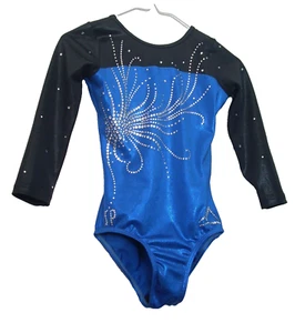 Leotardo de gimnasia manga larga (como gk) piedra azul CS? para niñas talla 6 CXS - Imagen 1 de 1