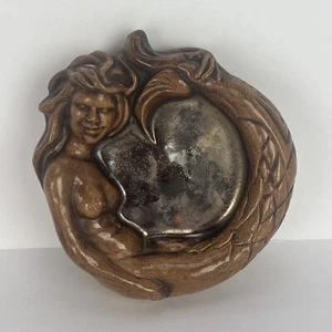 Cenicero vintage sirena baratija plato hippie marrón cerámica 5 pulgadas - Imagen 1 de 13