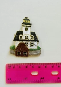 Lighthouse Patch Ocean Beach Embroidered Iron On Applique Nautical Coastal - Picture 1 of 4