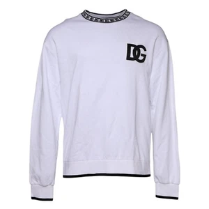 DOLCE & GABBANA Sweater White Logo Cotton CrewNeck Pullover IT52/US42/XL 1050usd - Picture 1 of 9