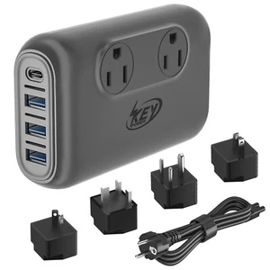 230W Voltage Converter Transformer 220V to 110V Step Down, 4 USB Travel Charger - Picture 1 of 7