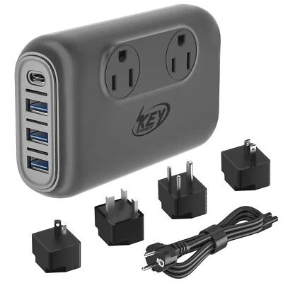 230W Voltage Converter Transformer 220V to 110V Step Down, 4 USB Travel Charger - Image 1 of 4