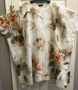 Vestido Eskandar Talla 1 1x 2x Floral Lino Ostra 39" Largo - Imagen 1 de 5