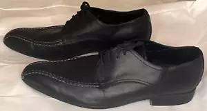 BACCO BUCCI Mens Black Leather Oxford Dress Shoe Size 9 Lace Up pointy Toe NICE! - Picture 1 of 6