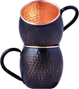 16 Oz Black Moscow Mule Mugs Pure Copper Cups for Drinking Gifts for Him on Anni - Picture 1 of 9