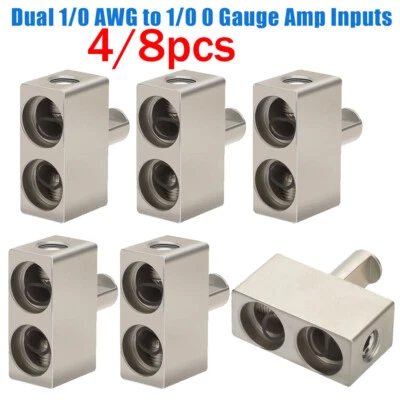 4/8X Car Audio Power/Ground Dual 1/0 Gauge To 1/0 Gauge Offset Amp Input Reducer - Image 1 of 4