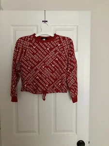 Guess Kids Girl L (14) Allover Print Long Sleeve Cropped Tie Front Sweatshirt - Picture 1 of 3