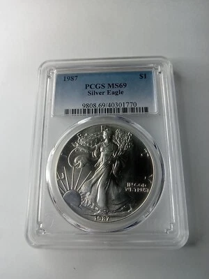 1987 American Silver Eagle $1 PCGS MS 69 $1 .999 Fine No Reserve-Free S&H - Image 1 of 2