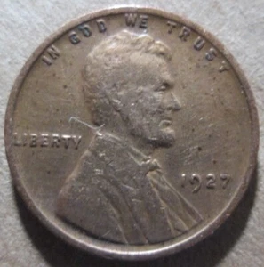 1927-P WHEAT CENT, XF CONDITION, BROWN COLOR, CIRCULATED - Picture 1 of 2