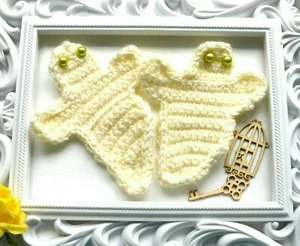 4 Halloween doilies Ghosts appliques Crochet Halloween decor Halloween mug rugs - Picture 1 of 7
