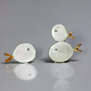 Damen Ohrstecker Kleine Fische Silber 925 Mädchen Ohrringe - Bild 1 von 5