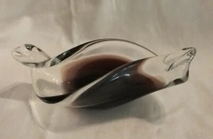 Rare Hand Blown Smoked Brown Pulled Free Form Bowl - Picture 1 of 4
