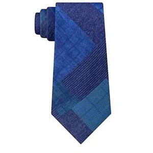 Calvin Klein Krawatte Seidenmischung Blau Kariert Neu - Bild 1 von 7