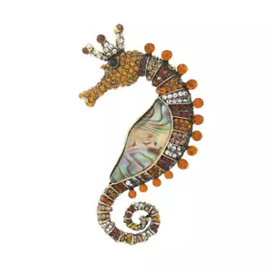 Mujer De Colección Exquisita Cáscara Caballo de Mar Esmalte Insignias Clásico Serie Mar - Imagen 1 de 7