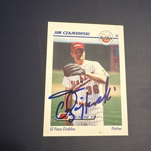 1991 Line Drive AA Baseball Card Jim Czajkowski El Paso Diablos #179 signed card