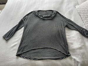 Lovely Phase Eight Navy Blue Grey Stripe Cowl Neck Knit Top Size 14 Oversize - Picture 1 of 11