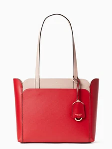 Kate Spade Magnolia Street Hot Chili Small Double Pocket Top Zip Tote - WKRU6494 - Picture 1 of 4