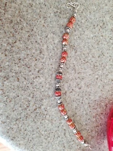  New Artisan Bali Bracelet in .925 silver plate w/etched beads - Picture 1 of 8