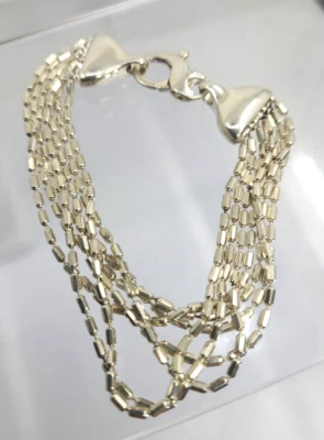 MILOR Italy 925 Sterling Silver Multi-Strand Diamond-Cut Beaded 7.5" Bracelet - Image 1 of 4